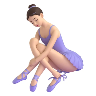 ballet dancer tying shoes, delicate and focused sticker