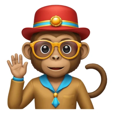 a sunglasses monkey with circus hat and shirt sticker