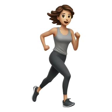 Pretty woman with short brown hair, running sticker