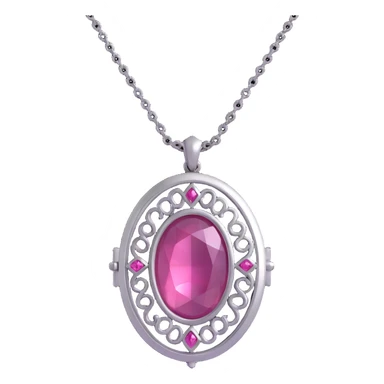 realistic 3D gothic locket with pink gemstone, minimal and vintage sticker
