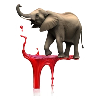 elephant shooting red liquid out of its trunk  sticker