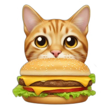 cat eating a burger sticker