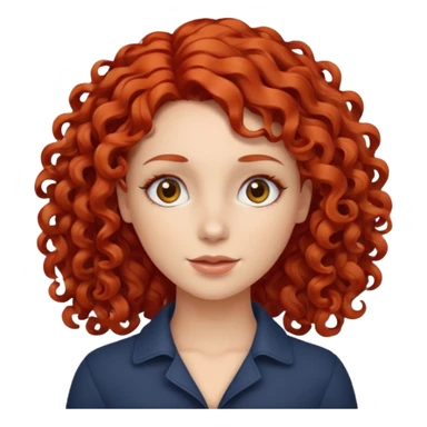 female curly red hair sticker