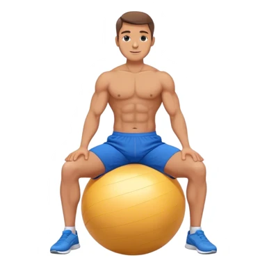 fit man with blue shorts stability ball balance sticker