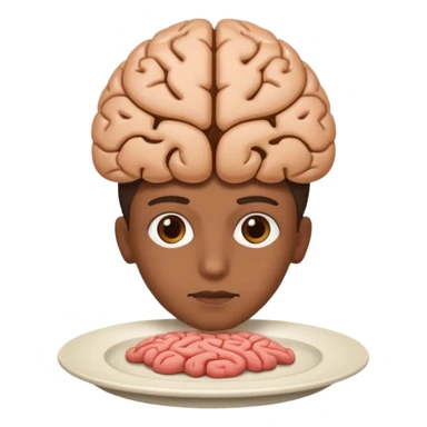 Brain on a plate next to head  sticker