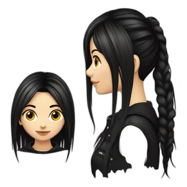 Fille-cheveux emo de couleur noir- sticker