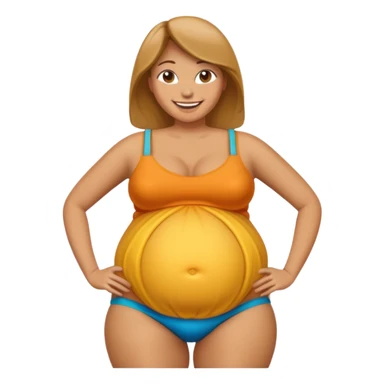 tan woman with inflated belly sticker
