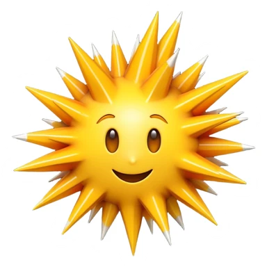 Compact iOS-style 3D emoji: sudden sharp burst shape with irregular spiky edges, bright yellow and white center fading to orange, glossy highlight, dynamic motion blur effect; no text, no faces sticker
