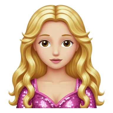 Venus, Goddess of Love with long golden blonde hair, pink sequin outfit sticker