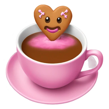 Gingerbread Heart in a pink tea cup sticker