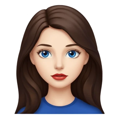 Woman with long brunette hair dark blue eyes and full lips sticker