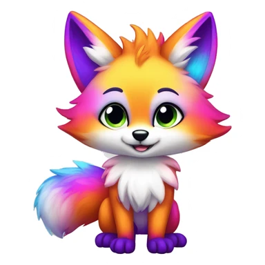 Colorful gradient-shiny-sparkle-fox anthropomorphic furry fursona full body sticker