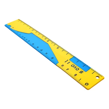 cartoon ruler with bright colors, perspective composition, high saturation, measurement marks but no numbers sticker