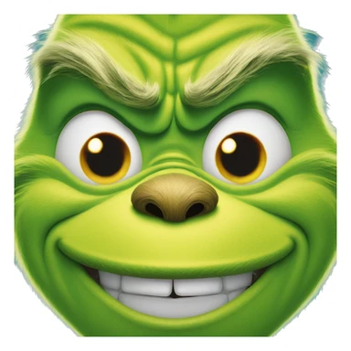 The grinch with a toothy smile staring at the camera  sticker