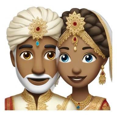 Indian groom and white skin bride with blue eyes sticker