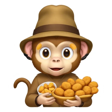 Monkey with a hat and chicken nuggets sticker