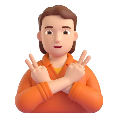 a person with hands crossed, showing both middle fingers, neutral expression sticker