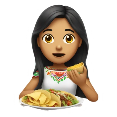 Mexican girl eating food sticker