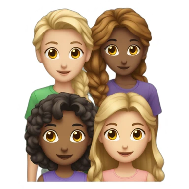 Group of Friends with one boy and three girls sticker