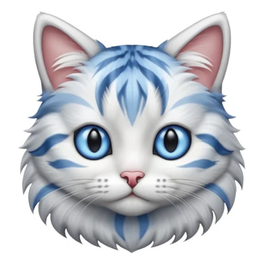 striped cat with hair in white and gray colors with blue eyes sticker
