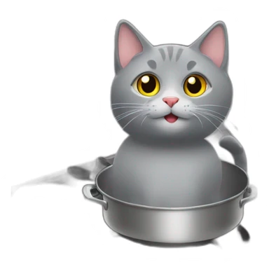 Gray cat on the stove for cooking sticker
