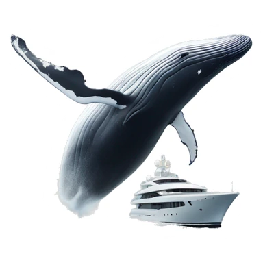 Whale breaching next to a superyacht sticker