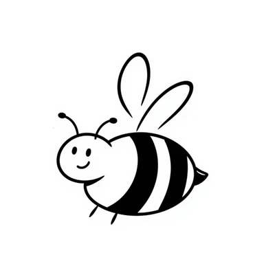 A simple hand-drawn bee with stripes and small wings sticker