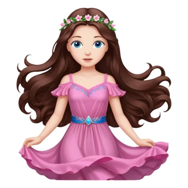 Spring pink goddess long brunette hair blue eyes sticker