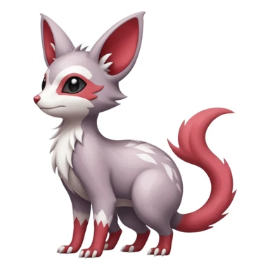 Minccino-Lykoi-Emolga-Pachirisu-Zangoose-fusion-hybrid-animal-Fakémon-creature, full body, thin long sleek scaly tail, intricate markings sticker