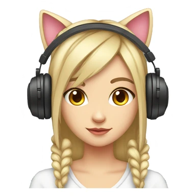 gamer girl with headphones with cat ears and joystick sticker