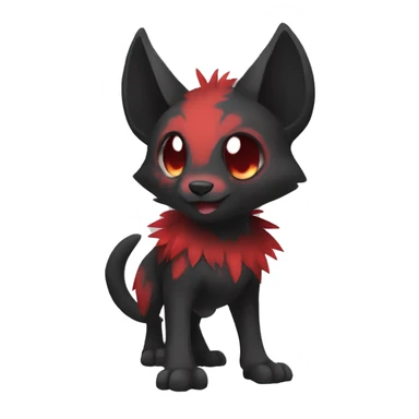cute edgy black red animal hybrid Fakemon full body sticker