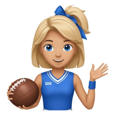 football cheerleader, holding a cheering ball, blue sticker