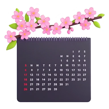 spring calendar with cherry blossoms sticker