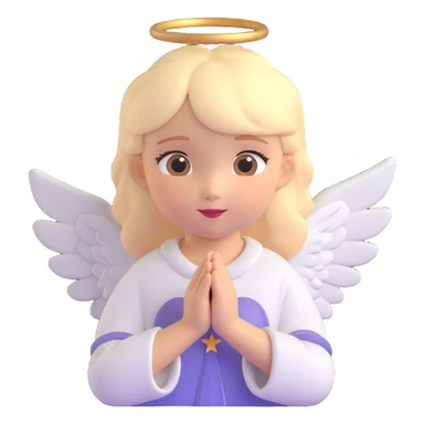 a childlike blond angel, small wings, hands together in a blessing pose, soft glow, innocent look sticker
