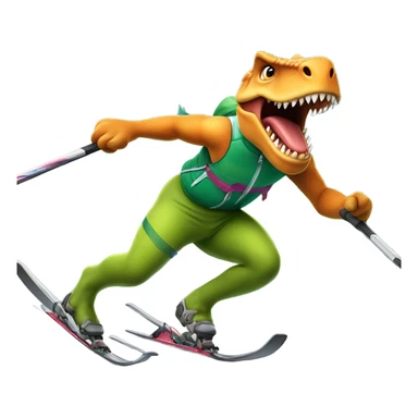 A dinosaur cross country sking sticker