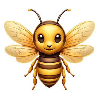 Cinematic Cute Hornet Portrait Emoji, Head tilted playfully and inquisitively, featuring a compact, delicately striped body with adorable, round eyes and subtly detailed wings, Simplified yet irresistibly adorable features, highly detailed, glowing with a warm, inviting glow, high shine, affectionate and lively, stylized with a touch of whimsical insect charm, soft glowing outline, capturing the essence of a mischievous yet endearing hornet that seems as if it could buzz out of the screen into your arms! sticker