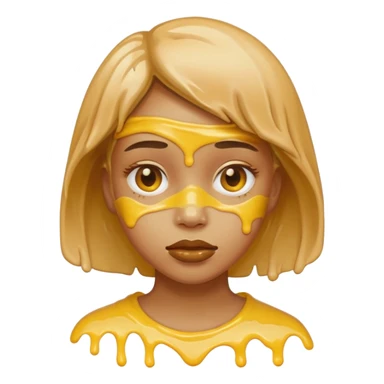 Girl in gluey face sticker