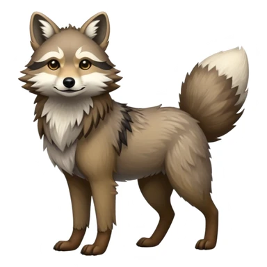 LiLaiRa-GriffSnuff-tanuki-greywolf-coywolf-Coyote-Fakémon-animal-creature, full body sticker