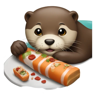 otter eating maki  sticker