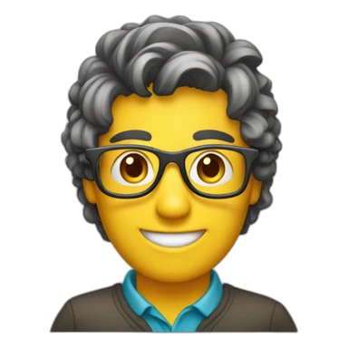 happy programer with glasses hairstyle curtains sticker