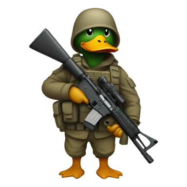 Duck holding riffle in tactical gear sticker