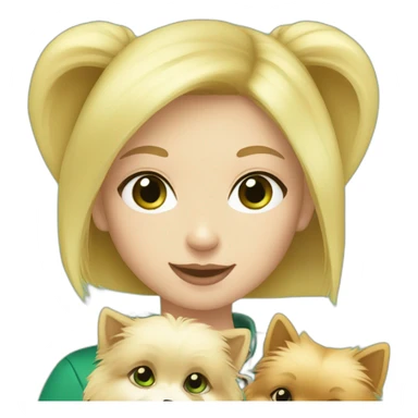 blond-hair-girl-with-green-eyes-petting-pomeranian sticker