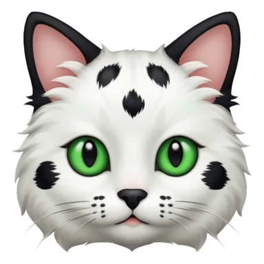 um gato branco com manchas pretas  olho preto e verde só manchas pretas sticker