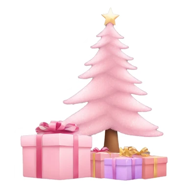 pastel pink christmas tree and some gift boxes sticker