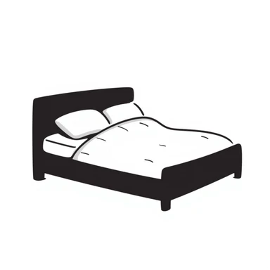 a bed, hand drawn doodle style, casual lines sticker