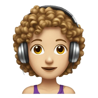 Medium Curly haired white girl with headphones on sticker