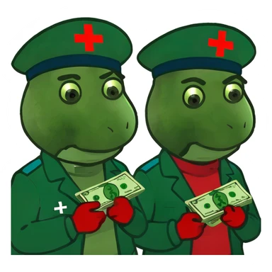 paramedics with red jacket red cross holds money  sticker