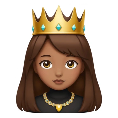  black cat kawaii brown hair girl with crown sticker