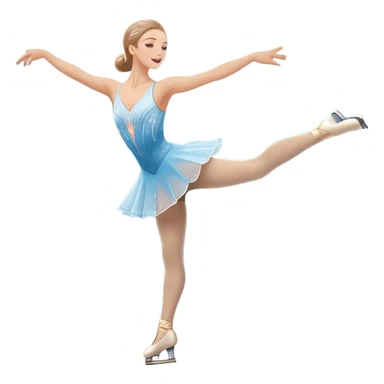 An icon featuring a graceful figure skater performing an elegant spin on a glistening ice rink. The background includes soft lighting, a crowd in the stands, and snowflakes gently falling. Transparent background highlights the beauty, artistry, and precision of figure skating. sticker