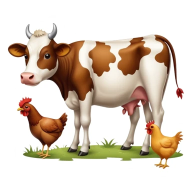 A cow and a chicken sticker